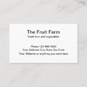 Carte De Visite Thème de fruits et légumes (Dos)