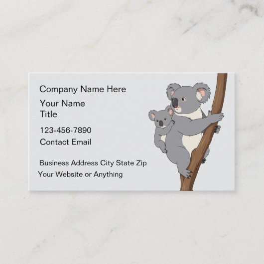 Carte De Visite Thème de koala naturel de la nature (Devant)