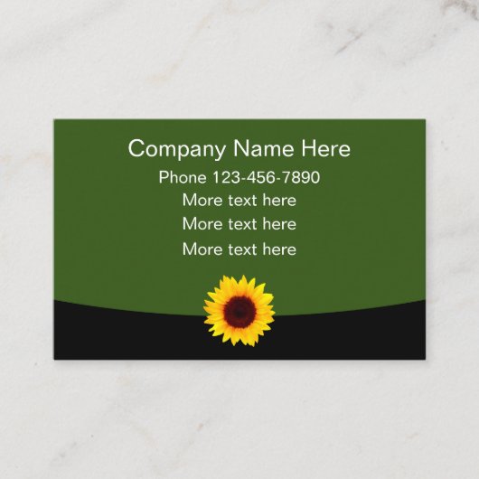 Carte De Visite Thème de la nature Conception du tournesol (Devant)