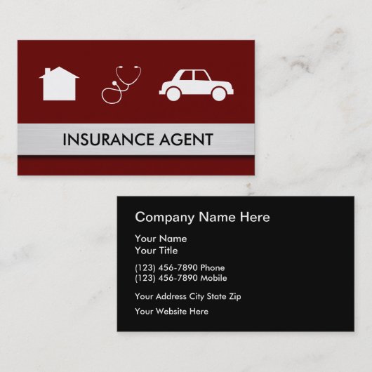 Carte De Visite Thème de l'assurance auto à domicile (Devant / Derrière)