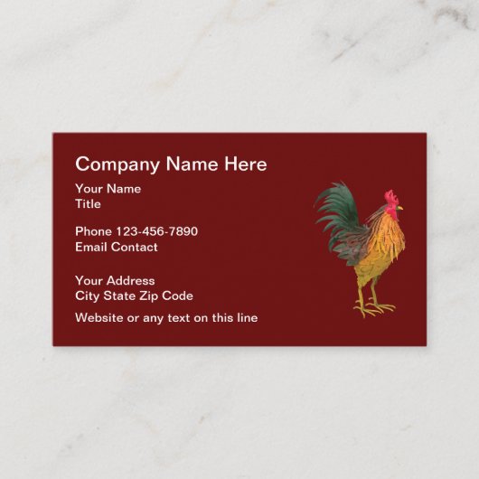 Carte De Visite Thème de logo de coq (Devant)