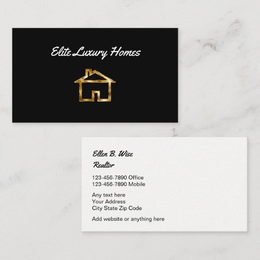 Carte De Visite Thème de luxe d'immobiliers (Devant / Derrière)