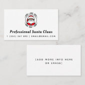 Carte De Visite Thème de Noël du Père Noël professionnel Classique (Devant / Derrière)
