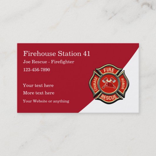 Carte De Visite Thème de pompier de caserne de pompiers moderne (Devant)