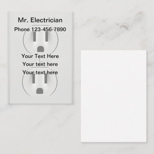 Carte De Visite Thème de prise électrique (Devant / Derrière)