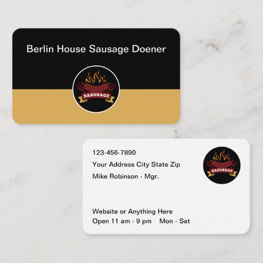 Carte De Visite Thème de restaurant de saucisses grillées (Devant / Derrière)