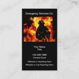 Carte De Visite Thème de sécurité d'urgence Pompiers Sapeurs-Pompi