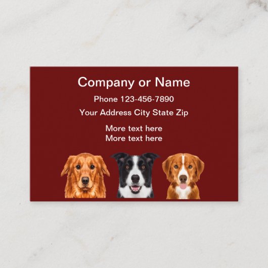 Carte De Visite Thème de services de garde d'animaux (Devant)