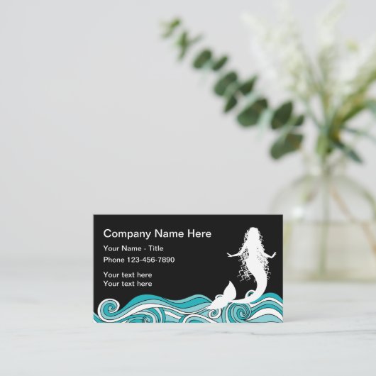 Carte De Visite Thème de sirène de plage (Debout devant)