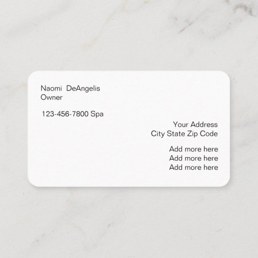 Carte De Visite Thème de spa de beauté (Dos)