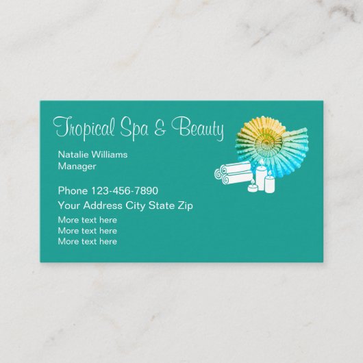 Carte De Visite Thème de Spa Tropical et Beauté (Devant)