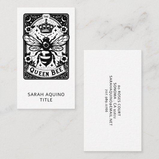 Carte De Visite Thème de Tarot Queen Bee (Devant / Derrière)