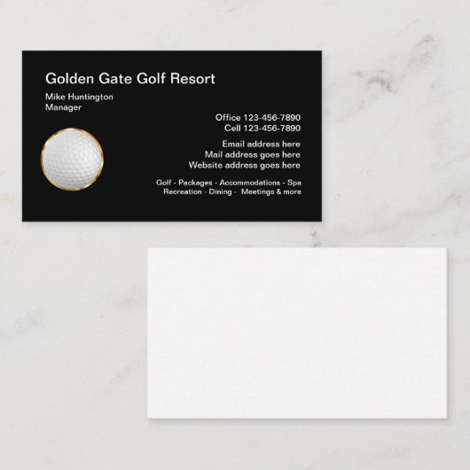 Carte De Visite Thème de vacances golf classique (Devant / Derrière)