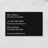 Carte De Visite Thème de voiture de police des services de sécurit (Dos)