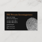 Carte De Visite Thème d'empreintes digitales du chercheur privé (Devant)