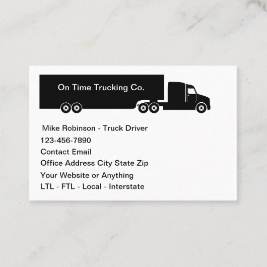 Carte De Visite Thème d'expédition simple pour chauffeur de camion (Devant)