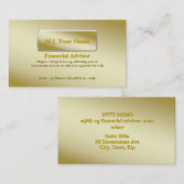 Carte De Visite Thème d'or de luxe - conseiller financier (Devant / Derrière)