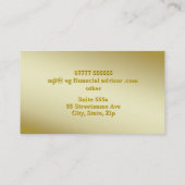 Carte De Visite Thème d'or de luxe - conseiller financier (Dos)