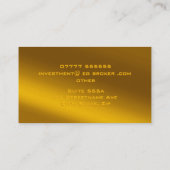 Carte De Visite Thème d'or de luxe - courtier d'investissement (Dos)