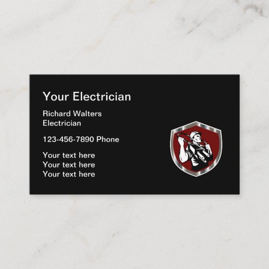 Carte De Visite Thème Électricien Rétro (Devant)