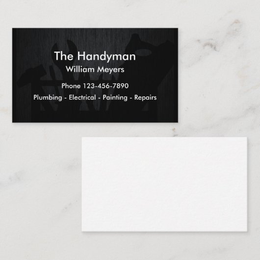 Carte De Visite Thème frais de bricoleur (Devant / Derrière)