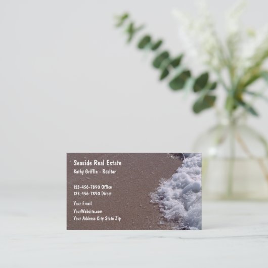 Carte De Visite Thème Immobilier Côtier (Debout devant)
