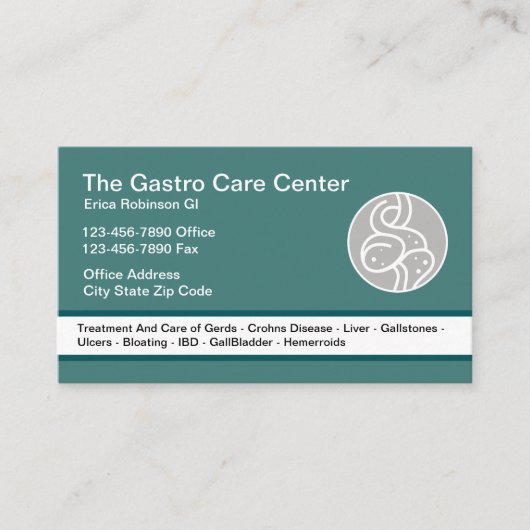Carte De Visite Thème Intestinal Gastroentérologue (Devant)