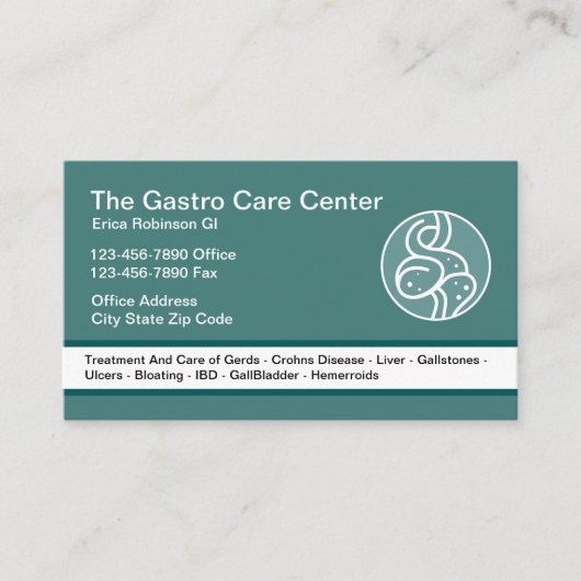 Carte De Visite Thème Intestinal Gastroentérologue (Devant)