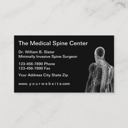 Carte De Visite Thème Médicale de Spine Doctor (Devant)