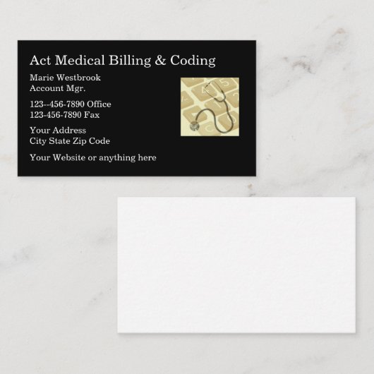 Carte De Visite Thème Médicale Services de facturation et de codag (Devant / Derrière)