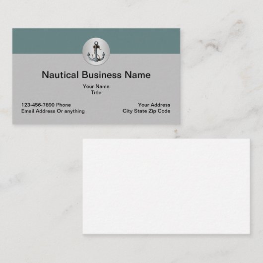 Carte De Visite Thème Nautique Et Côtier Cool (Devant / Derrière)