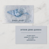 Carte De Visite Thème Plage Bleue de Coquillage (Devant / Derrière)