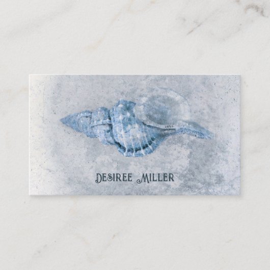 Carte De Visite Thème Plage Bleue de Coquillage (Devant)