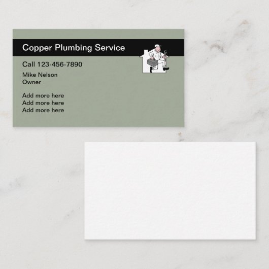 Carte De Visite Thème Plumber simple (Devant / Derrière)