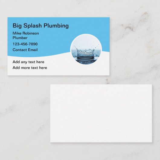 Carte De Visite Thème Pluming Moderne Eau (Devant / Derrière)