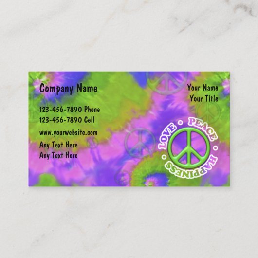 Carte De Visite Thème Retro Tie Dye (Devant)