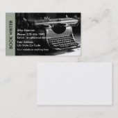 Carte De Visite Thème Retro Writer (Devant / Derrière)