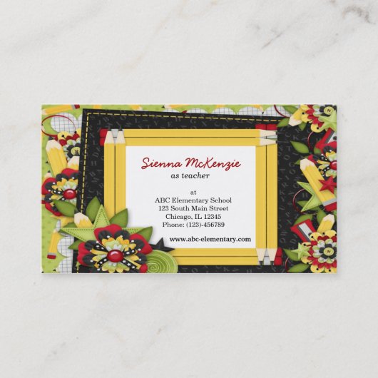 Carte De Visite Thème scolaire (Devant)