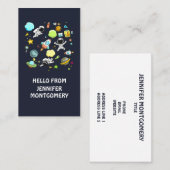 Carte De Visite Thème spatial cool - Astronauts & Rocket Ships (Devant / Derrière)