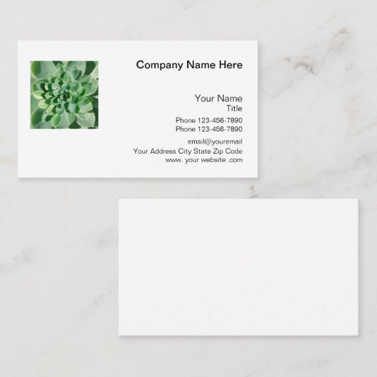 Carte De Visite Thème Succulent Nature (Devant / Derrière)