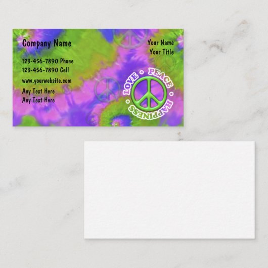 Carte De Visite Thème Tie Dye Rétro (Devant / Derrière)