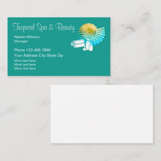 Carte De Visite Thème tropical de spa et de beauté (Devant / Derrière)