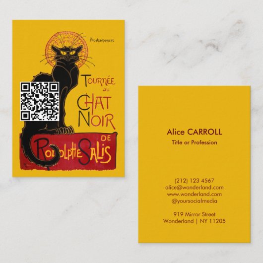 Carte De Visite Theophile Steinlen - Le Chat Noir - Code QR (Devant / Derrière)