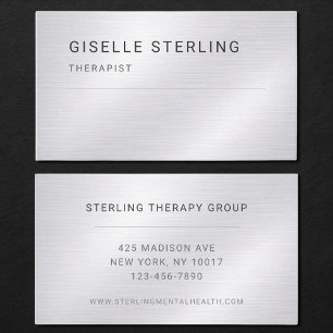 Carte De Visite Thérapeute Argent Métallisé Professionnel