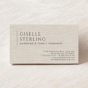 Carte De Visite Thérapeute de mariage et de famille Lin naturel