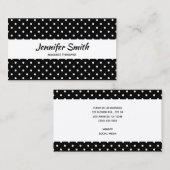 Carte De Visite Thérapeute de massage à points Polka noir et blanc (Devant / Derrière)