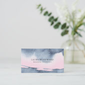 Carte De Visite Thérapeute de massage Abstraite Aquarelle bleu ros (Debout devant)