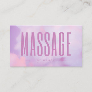 Carte De Visite Thérapeute de Massage Aquarelle Rose Violet