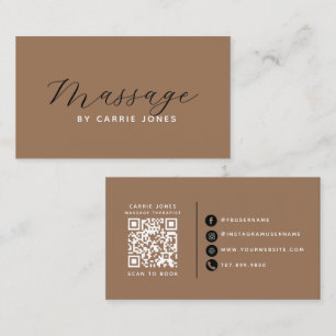 Carte De Visite Thérapeute de Massage Brun Terreux