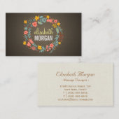 Carte De Visite Thérapeute de massage - Burlap Floral Wreath (Devant / Derrière)